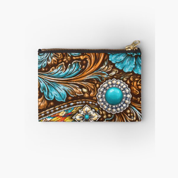 Item preview, Southwest (Faux) Tooled Leather With Turquoise-Blue Accents designed and sold by DEC02.