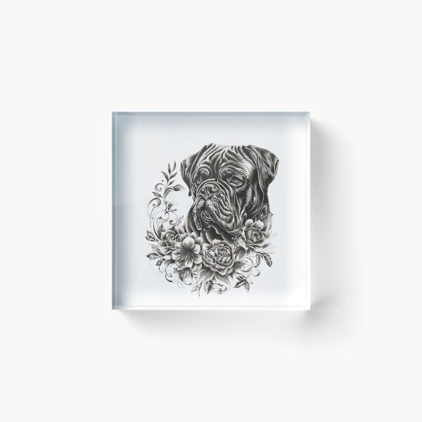 Item preview, Bullmastiff puppy dog with flowers designed and sold by MendaciousMina.