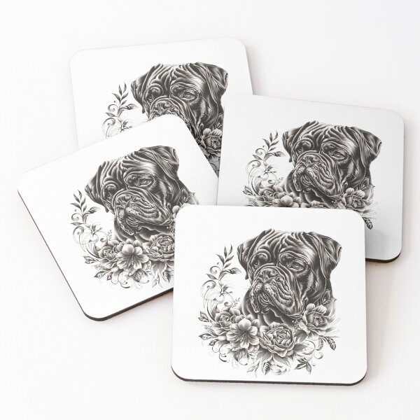 Item preview, Bullmastiff puppy dog with flowers designed and sold by MendaciousMina.
