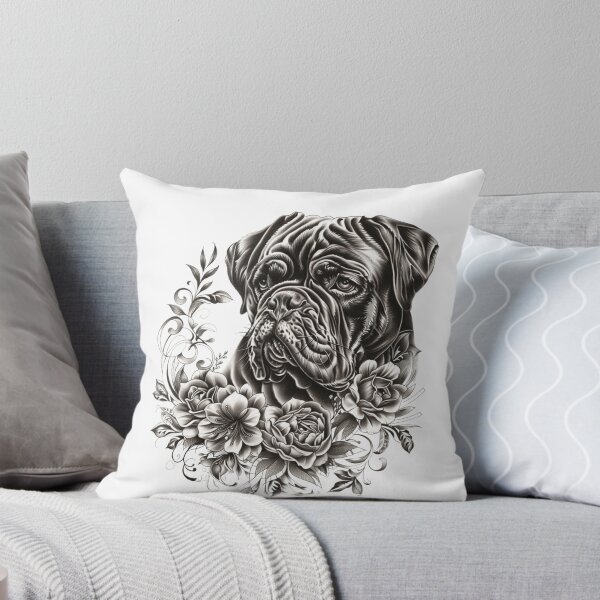 Item preview, Bullmastiff puppy dog with flowers designed and sold by MendaciousMina.