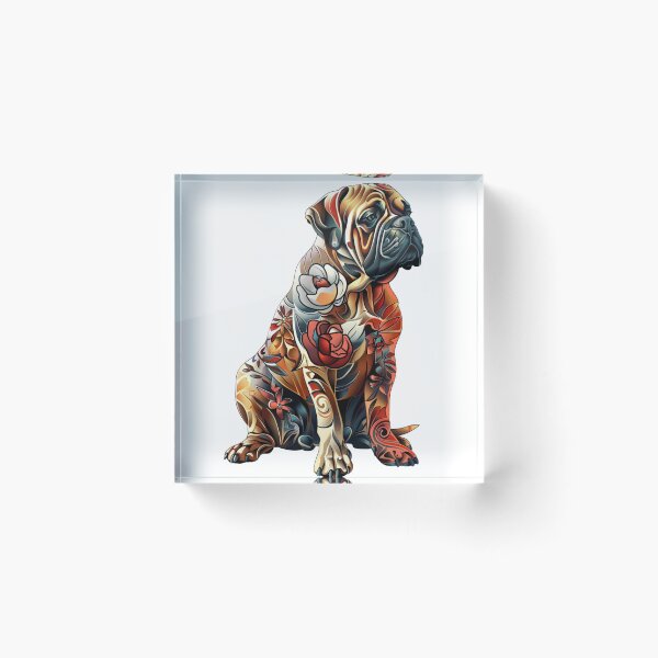 Item preview, Bullmastiff puppy dog with flowers designed and sold by MendaciousMina.