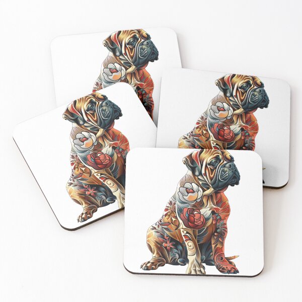 Item preview, Bullmastiff puppy dog with flowers designed and sold by MendaciousMina.