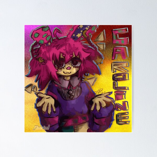 Item preview, Pink Scene Bunny Character with Oversized Ears and Purple Outfit designed and sold by CrispinNorwood.