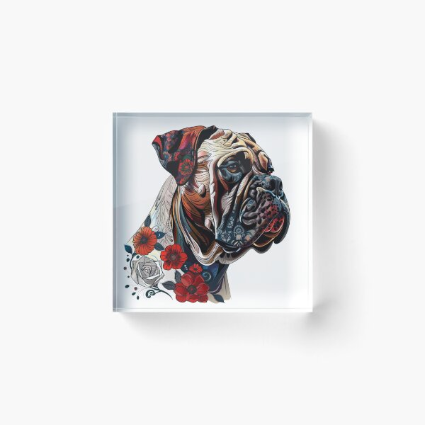 Item preview, Bullmastiff puppy dog with flowers designed and sold by MendaciousMina.