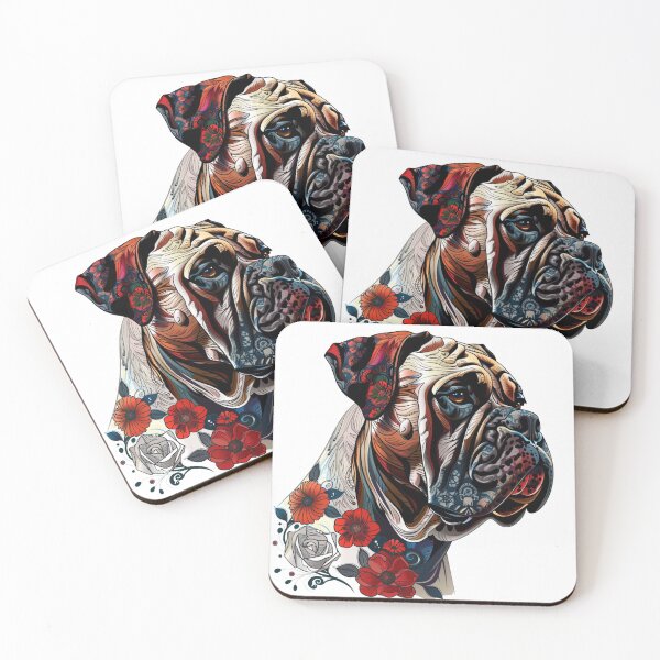 Item preview, Bullmastiff puppy dog with flowers designed and sold by MendaciousMina.