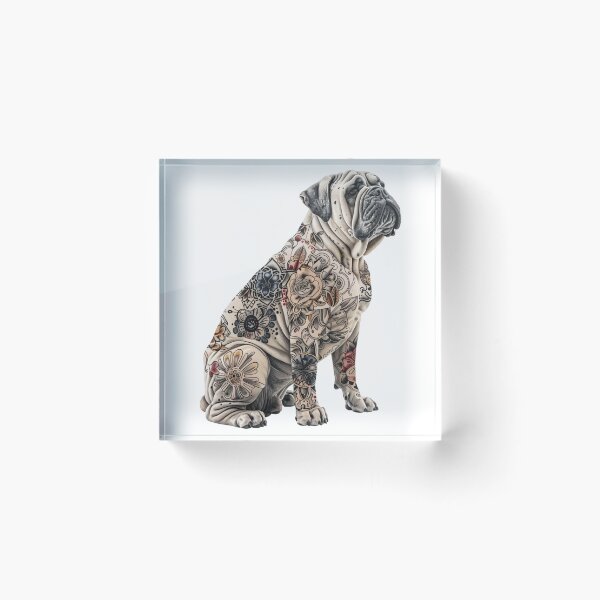 Item preview, Bullmastiff puppy dog with flowers designed and sold by MendaciousMina.
