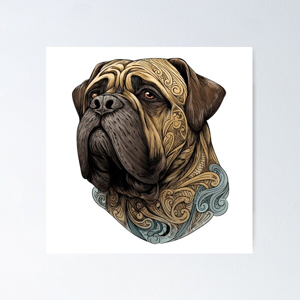 Item preview, Colorful Bullmastiff puppy dog designed and sold by MendaciousMina.