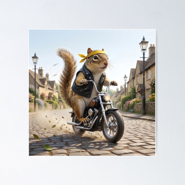 Item preview, Thirteen-Lined Ground Squirrel Rides His Motorcycle designed and sold by Tridentulus.
