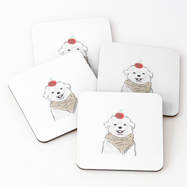 Item preview, Cute White Dog with Cherry on Top Illustration designed and sold by raun.draw.