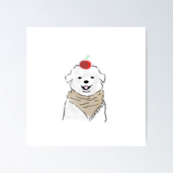 Item preview, Cute White Dog with Cherry on Top Illustration designed and sold by raun.draw.