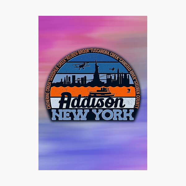 Item preview, Addison New York Sunset Retro Vintage Local Pride Logo designed and sold by CRHPOD20.