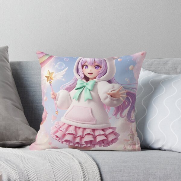 Item preview, Cute Anime Girl in Bear Hoodie in Pastel Candy Land designed and sold by Golden_Pixel_Paper.
