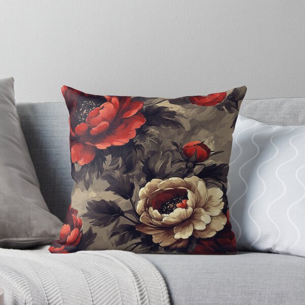 Item preview, Vintage Crimson and Ivory Peony Floral Pattern with Dramatic Botanical Elegance designed and sold by TremainDigital.