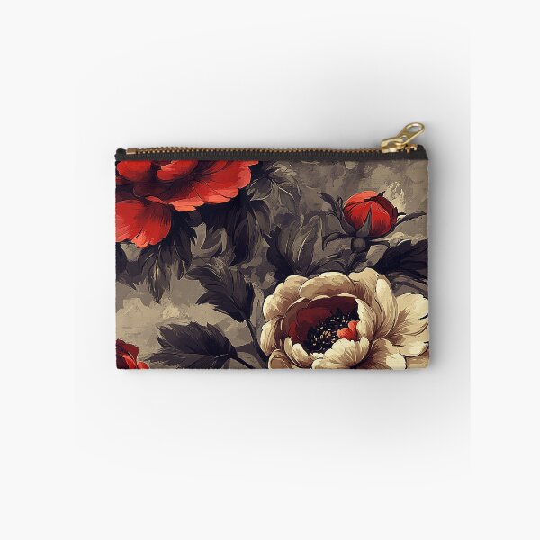 Item preview, Vintage Crimson and Ivory Peony Floral Pattern with Dramatic Botanical Elegance designed and sold by TremainDigital.