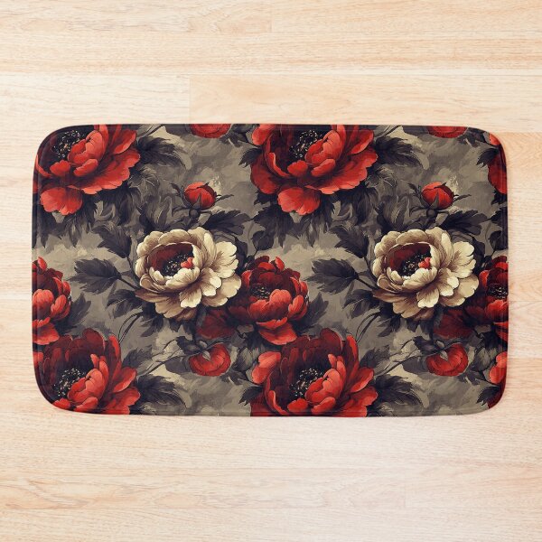 Item preview, Vintage Crimson and Ivory Peony Floral Pattern with Dramatic Botanical Elegance designed and sold by TremainDigital.