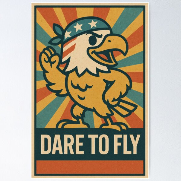 Item preview, Dare to Fly Patriotic Eagle | Bold American Flag Illustration | Vintage USA Americana Wall Art designed and sold by PaintedPixels01.