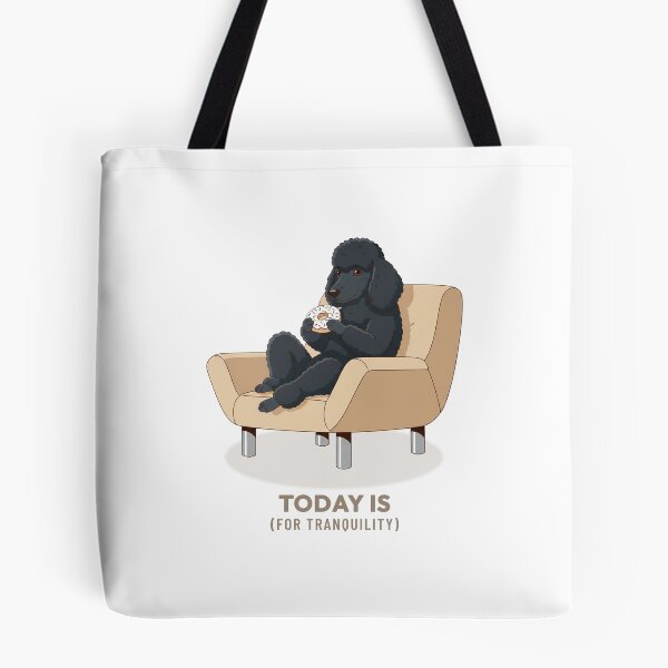 Item preview, Black Poodle Enjoying a Sweet Donut Vintage Aesthetic designed and sold by COZY VINTAGE animal.