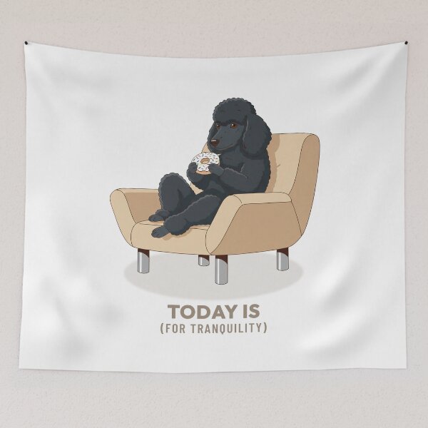 Item preview, Black Poodle Enjoying a Sweet Donut Vintage Aesthetic designed and sold by COZY VINTAGE animal.