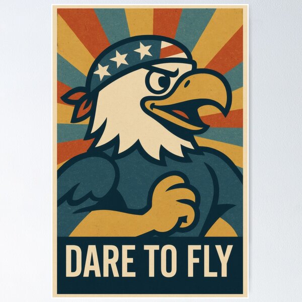 Item preview, Dare to Fly Patriotic Eagle | Bold American Flag Illustration | Vintage USA Americana Wall Art designed and sold by PaintedPixels01.