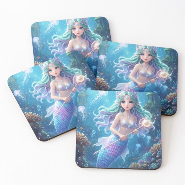 Item preview, Anime Mermaid Princess with Magic Wand Underwater designed and sold by Golden_Pixel_Paper.