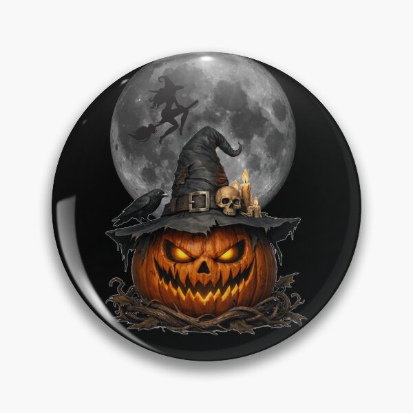 Item preview, Spooky Pumpkin Witch with Full Moon Silhouette designed and sold by DeliaDesignsCo.