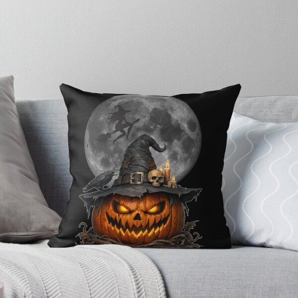 Item preview, Spooky Pumpkin Witch with Full Moon Silhouette designed and sold by DeliaDesignsCo.