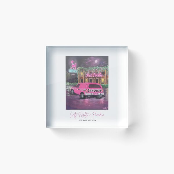 Item preview, Salty Nights In Paradise - Pink Poodle Motel Surfers Paradise Nostalgia Art designed and sold by Imagine Ink Design Studio.