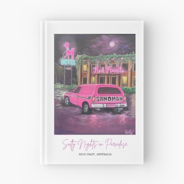 Item preview, Salty Nights In Paradise - Pink Poodle Motel Surfers Paradise Nostalgia Art designed and sold by Imagine Ink Design Studio.