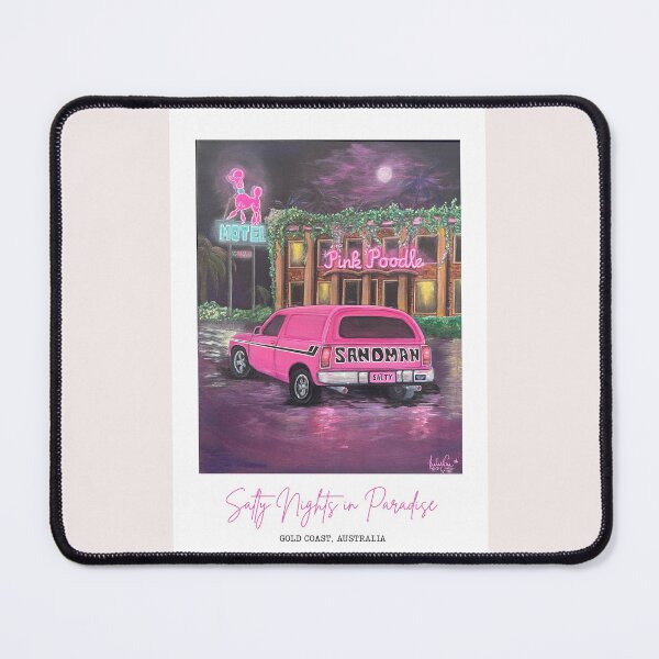 Item preview, Salty Nights In Paradise - Pink Poodle Motel Surfers Paradise Nostalgia Art designed and sold by Imagine Ink Design Studio.