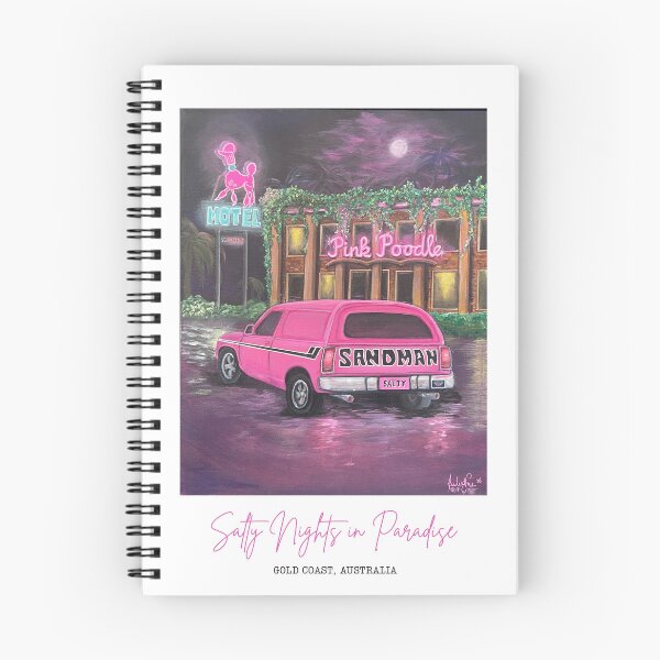 Item preview, Salty Nights In Paradise - Pink Poodle Motel Surfers Paradise Nostalgia Art designed and sold by Imagine Ink Design Studio.