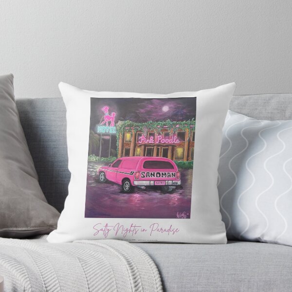 Item preview, Salty Nights In Paradise - Pink Poodle Motel Surfers Paradise Nostalgia Art designed and sold by Imagine Ink Design Studio.