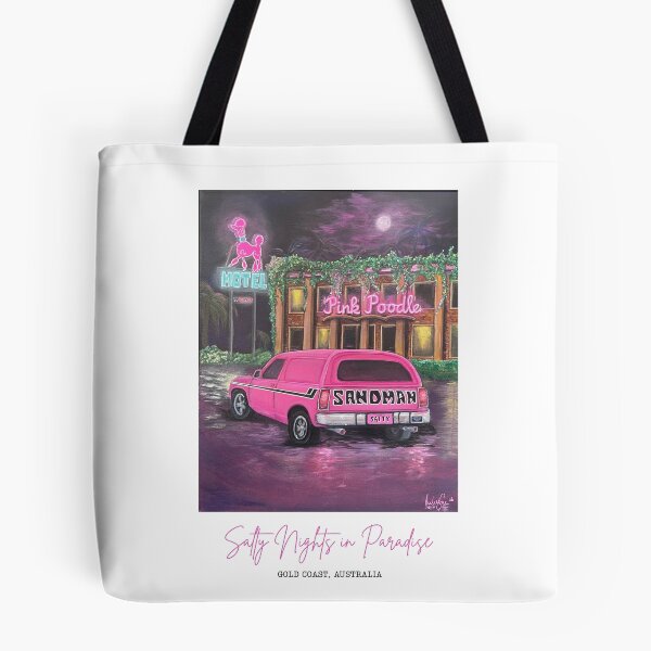Item preview, Salty Nights In Paradise - Pink Poodle Motel Surfers Paradise Nostalgia Art designed and sold by Imagine Ink Design Studio.