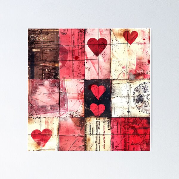 Item preview, Valentine’s Day Patchwork-Style Vintage Digital Design Art designed and sold by DEC02.