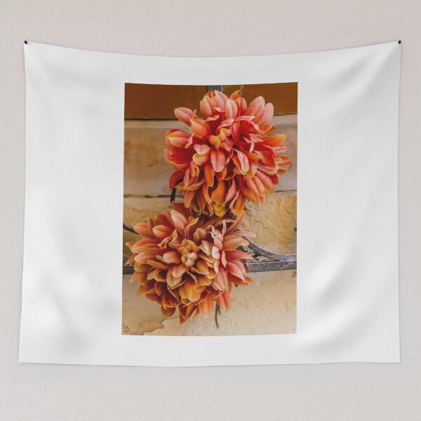 Item preview, Orange Artificial Flower Wreath On Rustic Metal Gate — Autumn Fabric Floral Decoration For Home designed and sold by Nmallia.