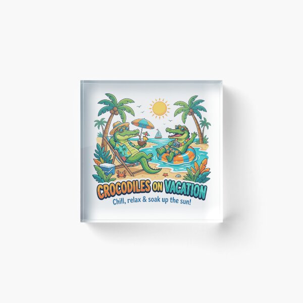 Item preview, Crocodiles On Vacation Funny Summer Tropical Beach Art designed and sold by rich-moda.