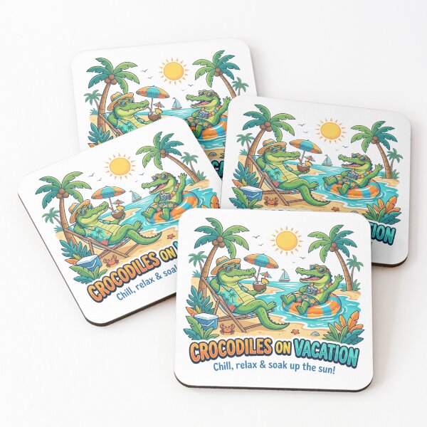 Item preview, Crocodiles On Vacation Funny Summer Tropical Beach Art designed and sold by rich-moda.