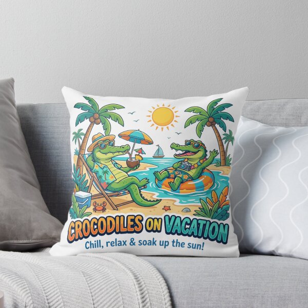 Item preview, Crocodiles On Vacation Funny Summer Tropical Beach Art designed and sold by rich-moda.