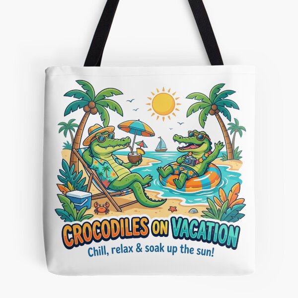Item preview, Crocodiles On Vacation Funny Summer Tropical Beach Art designed and sold by rich-moda.