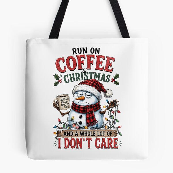 Item preview, Run On Coffee Funny Christmas Snowman designed and sold by madebymayberry.