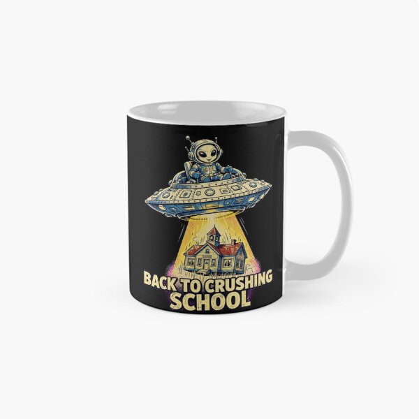 Item preview, Back To Crushing School Funny Alien UFO Abduction Schoolhouse School Funny Pun designed and sold by Yellowriversss.