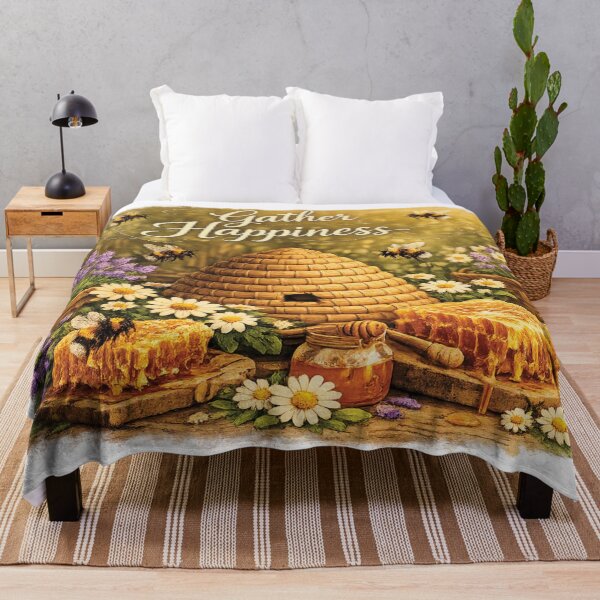 Item preview, Gather Happiness Wildflower Floral Bee Art designed and sold by Mindful56.