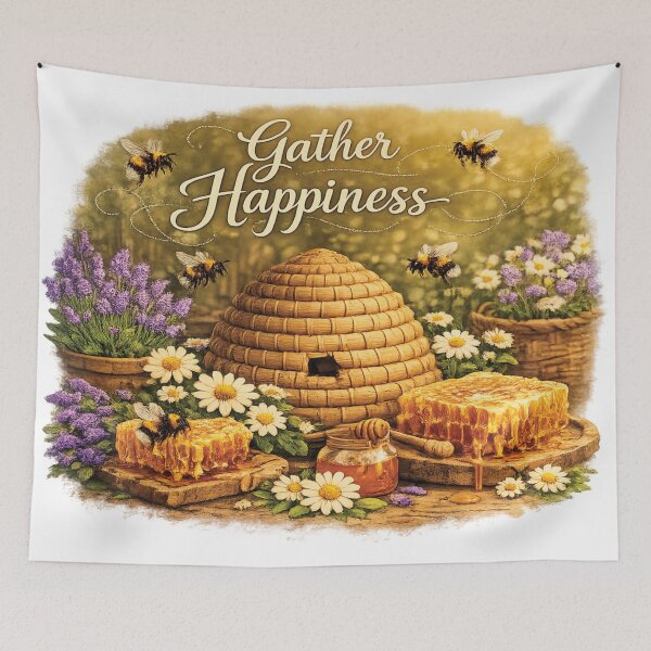 Item preview, Gather Happiness Wildflower Floral  Bee Art designed and sold by Mindful56.