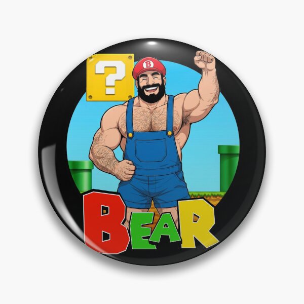 Artikelvorschau, Bären-Level-Up | Retro-Klempner-inspiriertes schwules Bären-Design entworfen und verkauft von BrokenLabel.