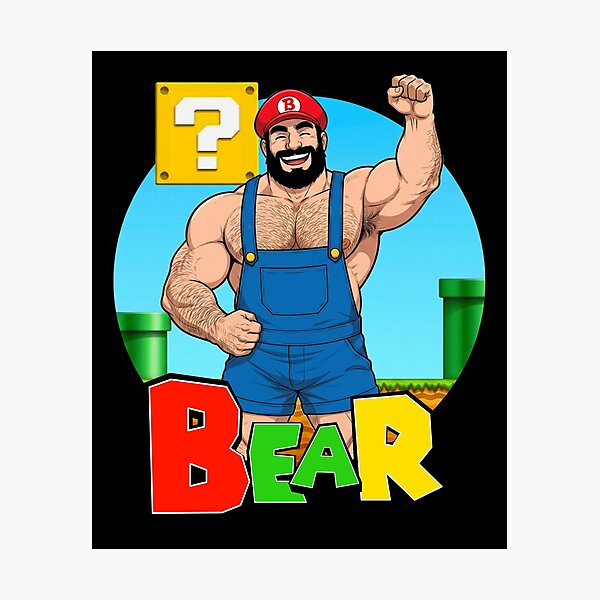 Item preview, Bear Level Up | Retro Plumber Inspired Gay Bear Design designed and sold by BrokenLabel.