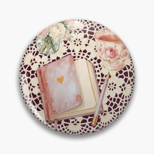 Item preview, Aesthetic Vintage Journal Tea Cup and Pink Roses Watercolor designed and sold by Akira Design Store.