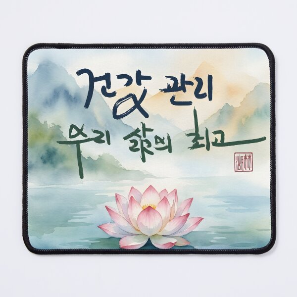 Item preview, Serene Korean Calligraphy Art with Blooming Lotus Flower designed and sold by K-Brush.