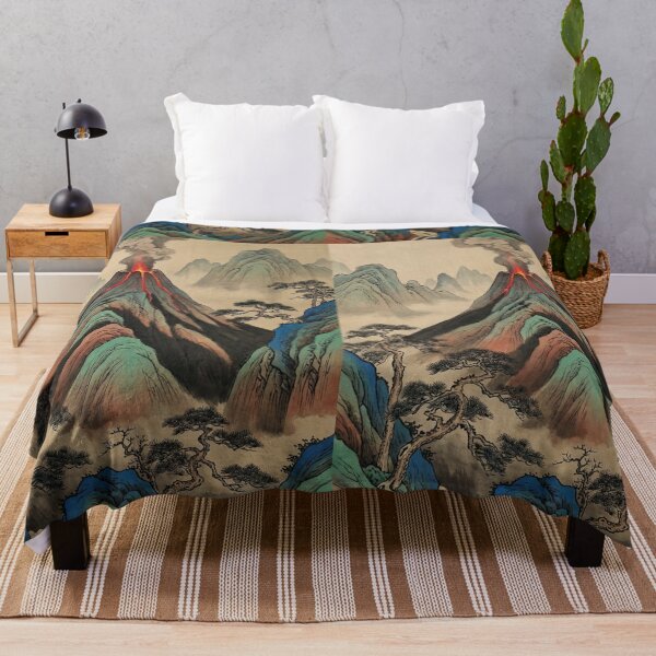 Item preview, Volcano Eruption in Traditional Chinese Ink Wash Painting Style designed and sold by OddlySticky.