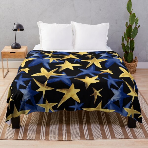 Item preview, Yellow And Blue Scattered Stars Festival Pattern On Black designed and sold by DEC02.
