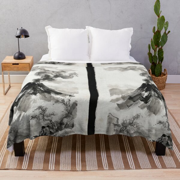 Item preview, Dramatic Volcanic Landscape Original Chinese Ink Brush Artwork designed and sold by OddlySticky.
