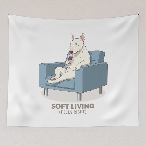 Item preview, English Bull Terrier Drinking Dark Wine Vintage Aesthetic designed and sold by COZY VINTAGE animal.